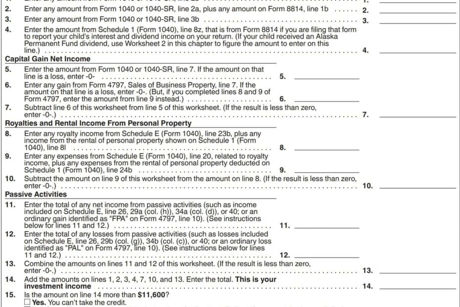 IRS Form 15111 Instructions Earned Income Credit Worksheet