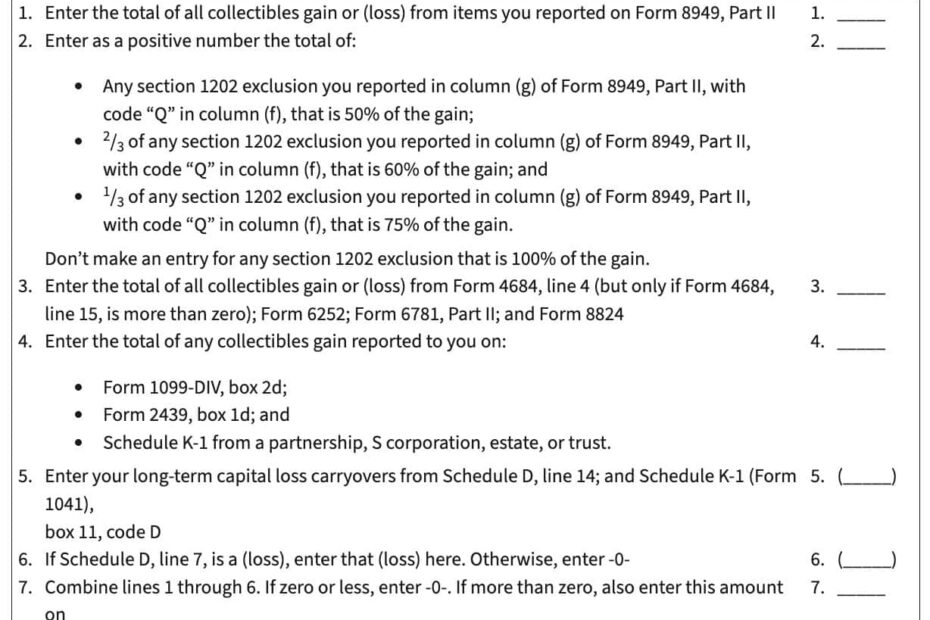 IRS Schedule D Instructions Capital Gains And Losses