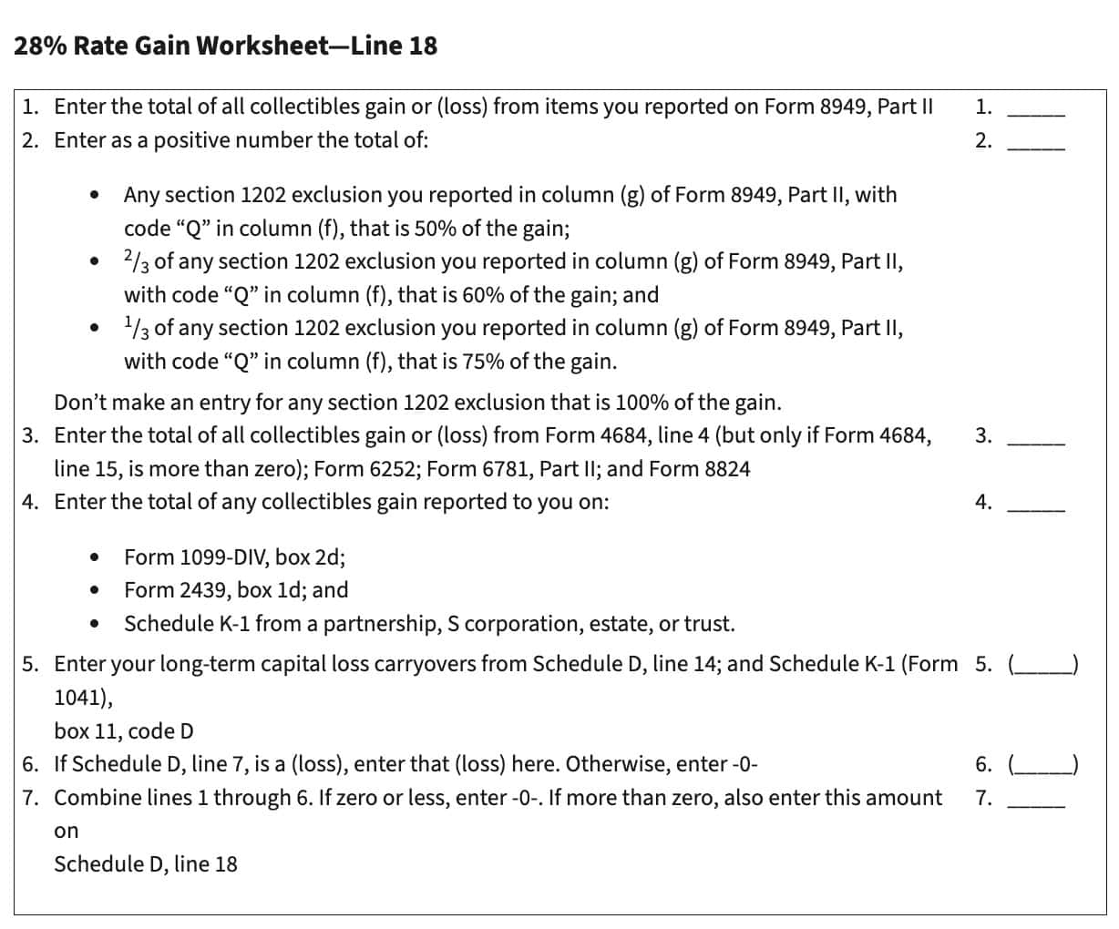 IRS Schedule D Instructions Capital Gains And Losses