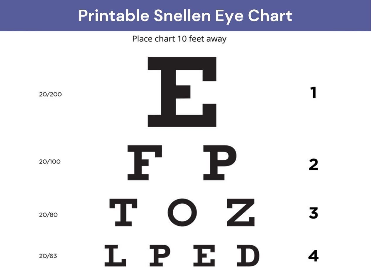 eye exam chart printable