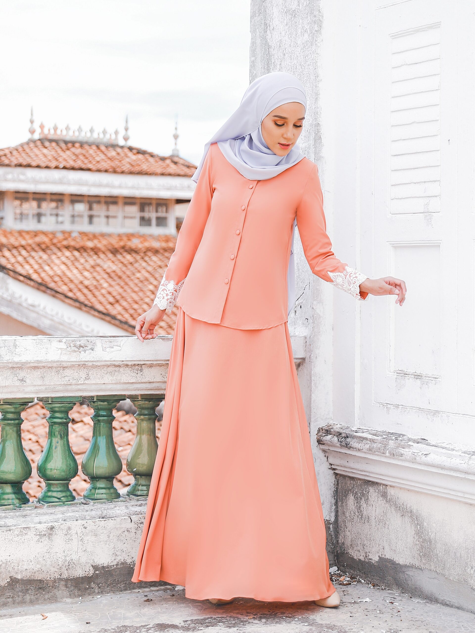 J Labella Atelier Ready Made Designer Contemporary Kurung U0026 Dresses U0026 Jubah THEME COLOR PINK RATNA DRESS CORAL PEACH