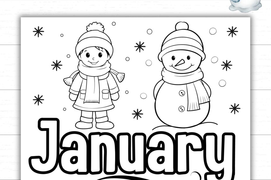 January Coloring Page Month Of January Coloring Page Winter Coloring Pages For Kids Printable Calendar Pages January Activities Etsy