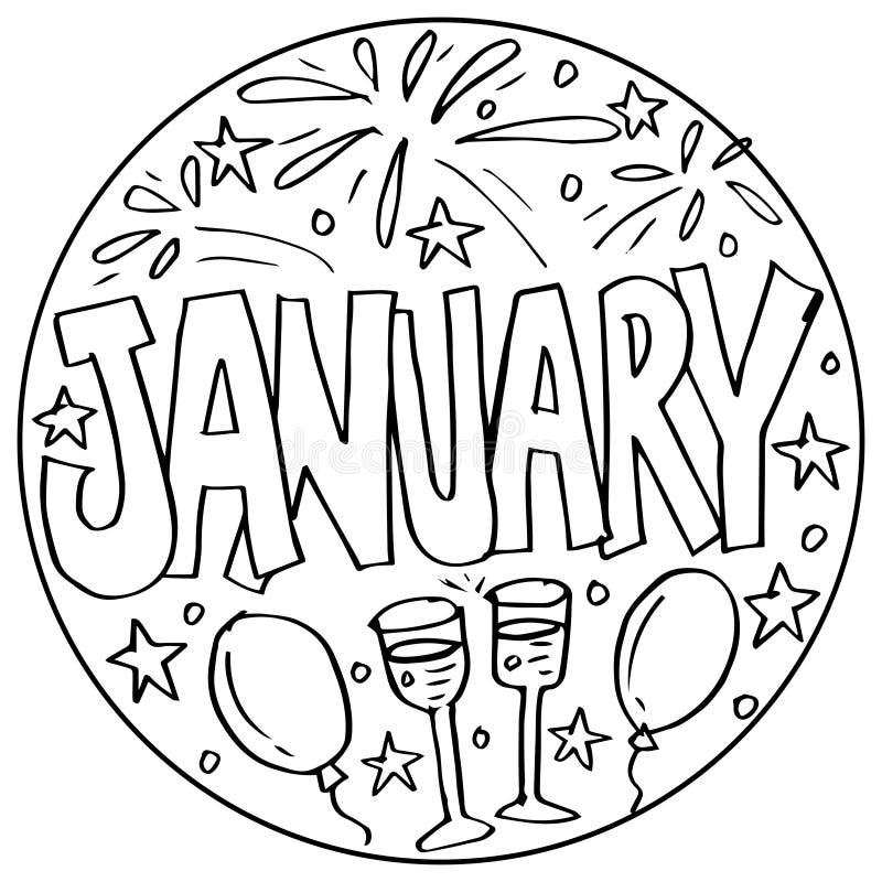 January Coloring Pages For Kids Stock Illustration Illustration Of Black Coloring 122420968