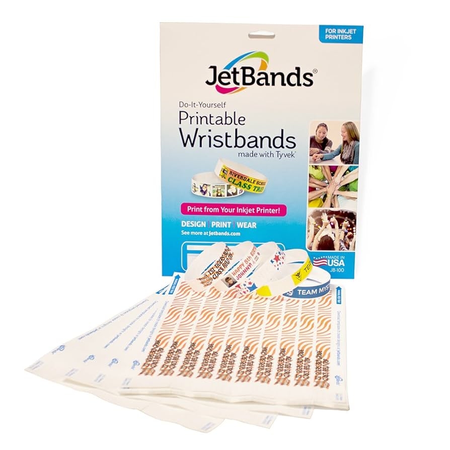JetBands DIY Inkjet Printable Tyvek Wristbands 100 Count Amazon co uk