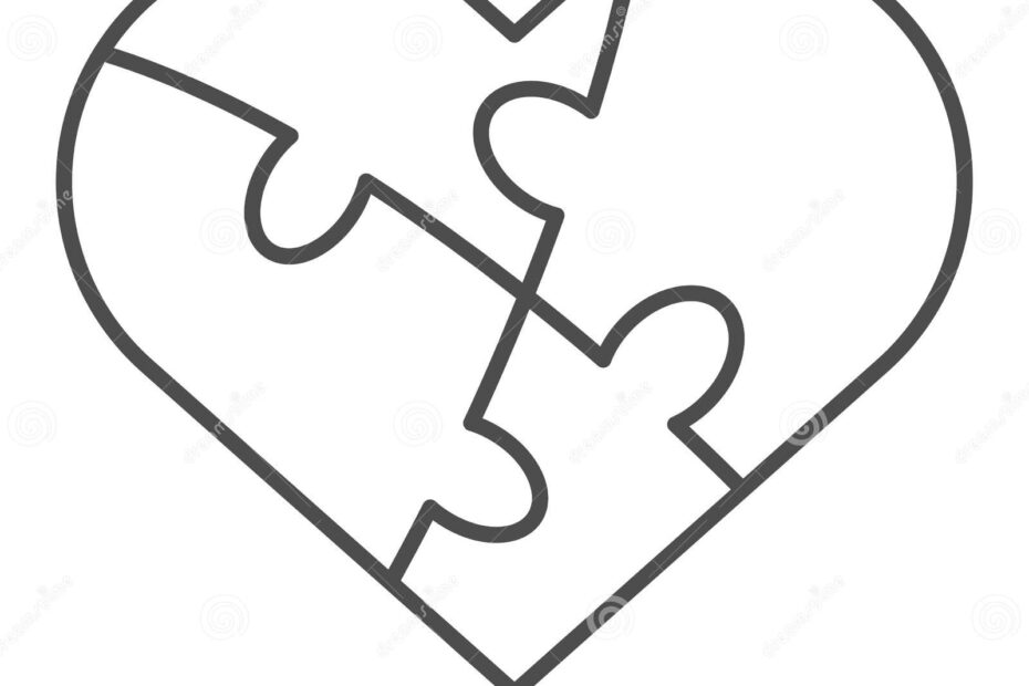 Jigsaw Love Puzzle Thin Line Icon Heart Shaped Four Pieces Symbol Outline Style Pictogram On White Background Stock Vector Illustration Of Icon Isolated 174599261