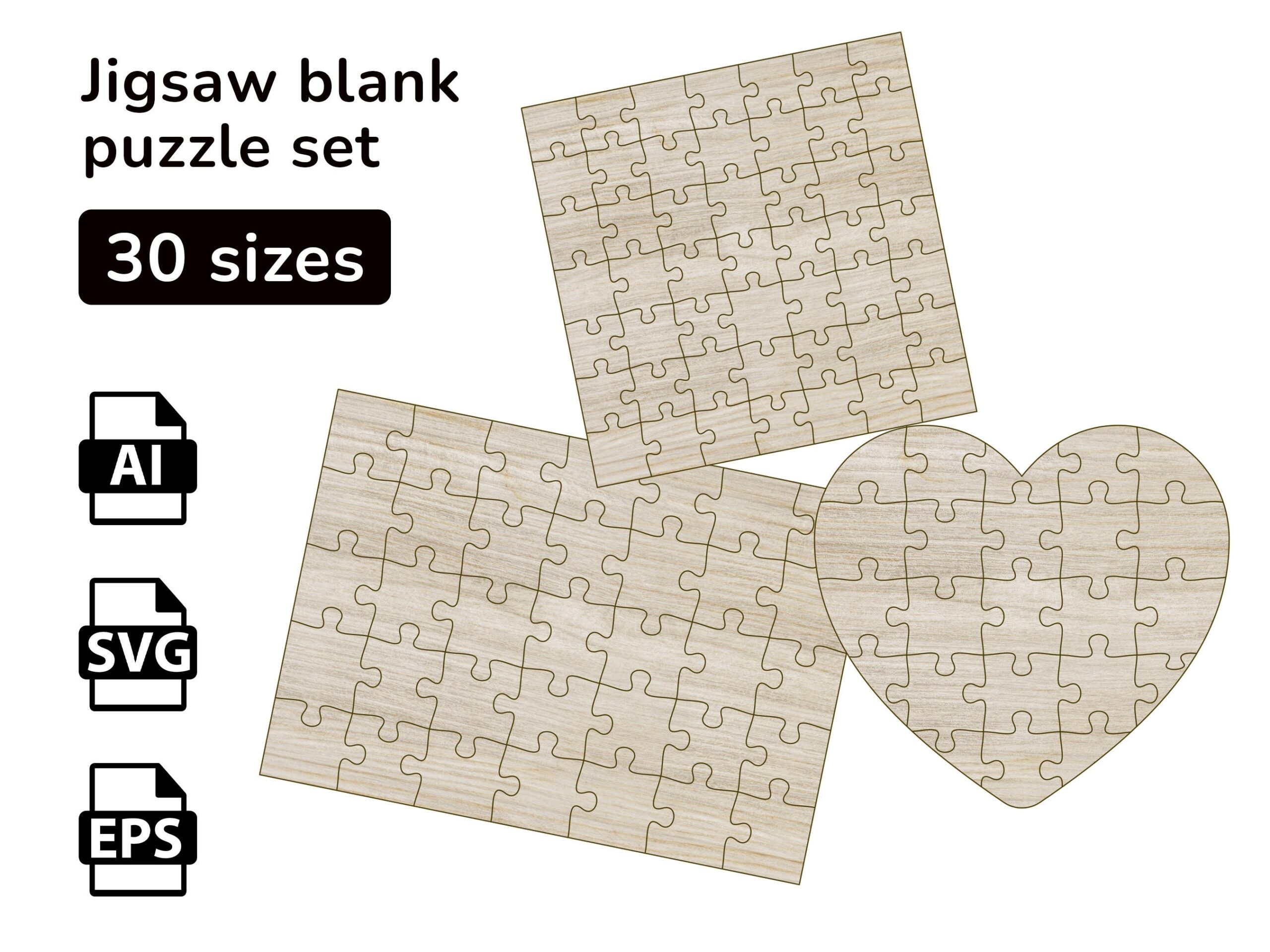 30 piece blank puzzle template