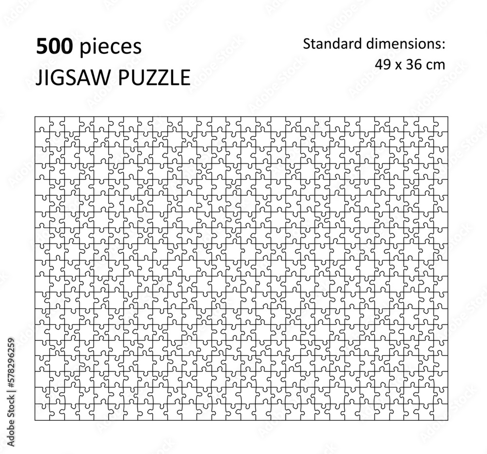 Jigsaw Puzzle 500 Pieces Blank Template Stock Vector Adobe Stock