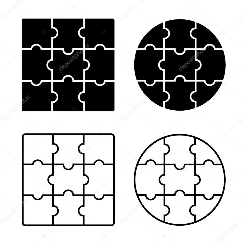 Jigsaw Puzzle Blank Simple Template 3 X 3 Nine Pieces Vector Illustration Stock Vector By SLdesign 119363884