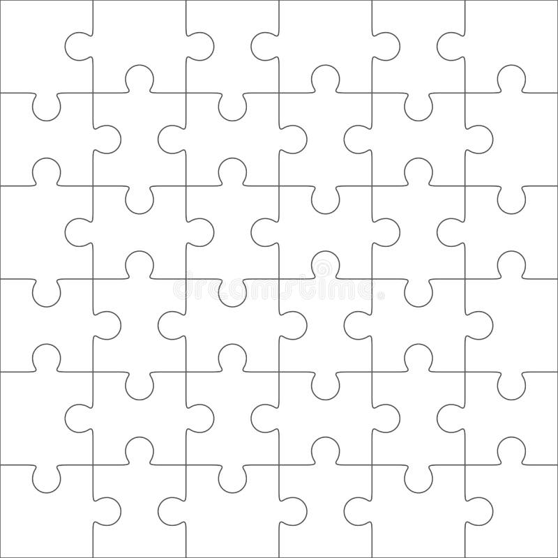 Jigsaw Puzzle Blank Template 36 Pieces Stock Vector 