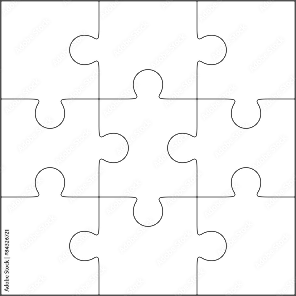 Jigsaw Puzzle Blank Template 3x3 Stock Vector Adobe Stock