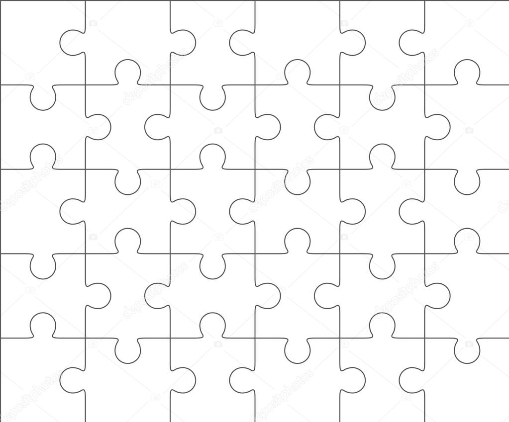 Jigsaw Puzzle Blank Template 5x6 Three Pieces Vektor Stok Oleh binik1 83609124