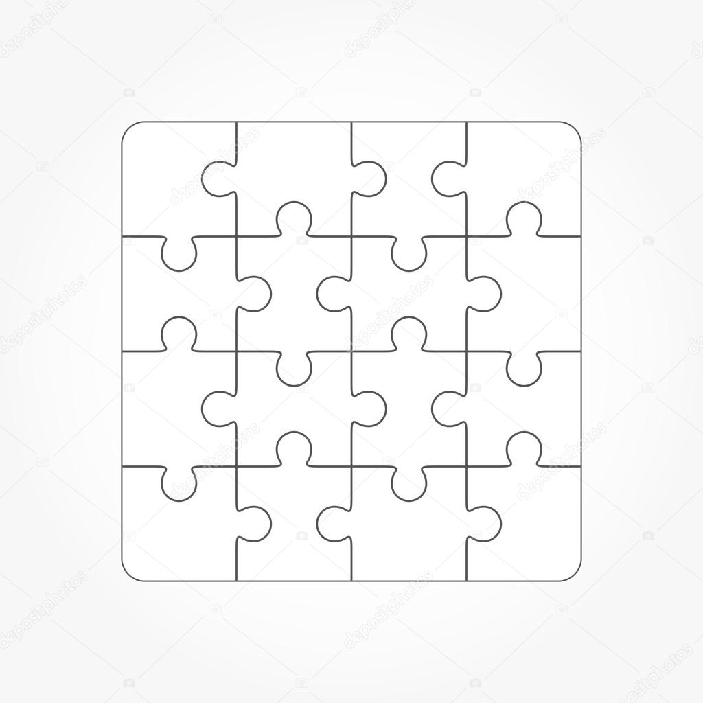 Jigsaw Puzzle Blank Template Sixteen Elements Stock Vector By 