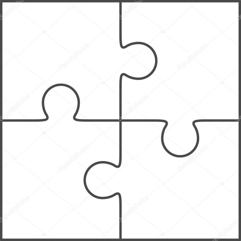 Jigsaw Puzzle Blank Vector 2x2 Four Pieces Stock Vector By 
