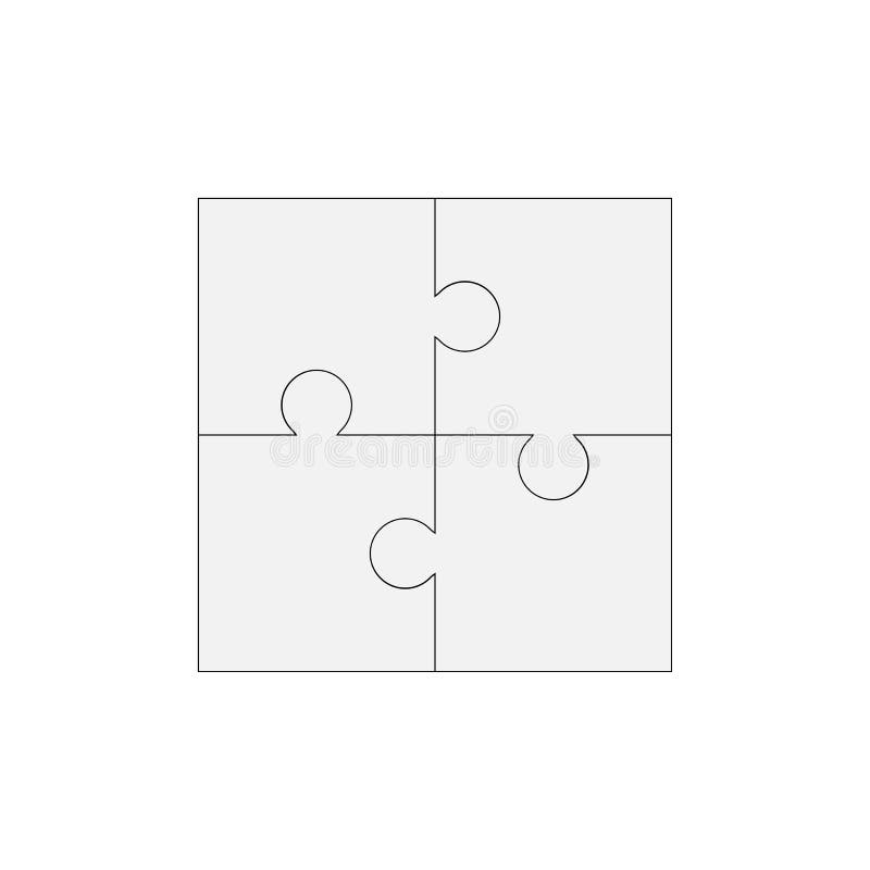 Jigsaw Puzzle Blank Vector 2x2 Four Pieces Stock Vector 
