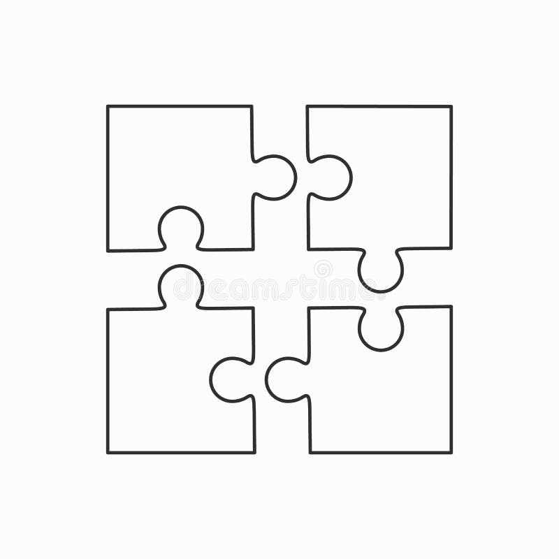 Jigsaw Puzzle Blank Vector Square Of Four Separate Pieces Stock Illustration Illustration Of Business Concept 193219345