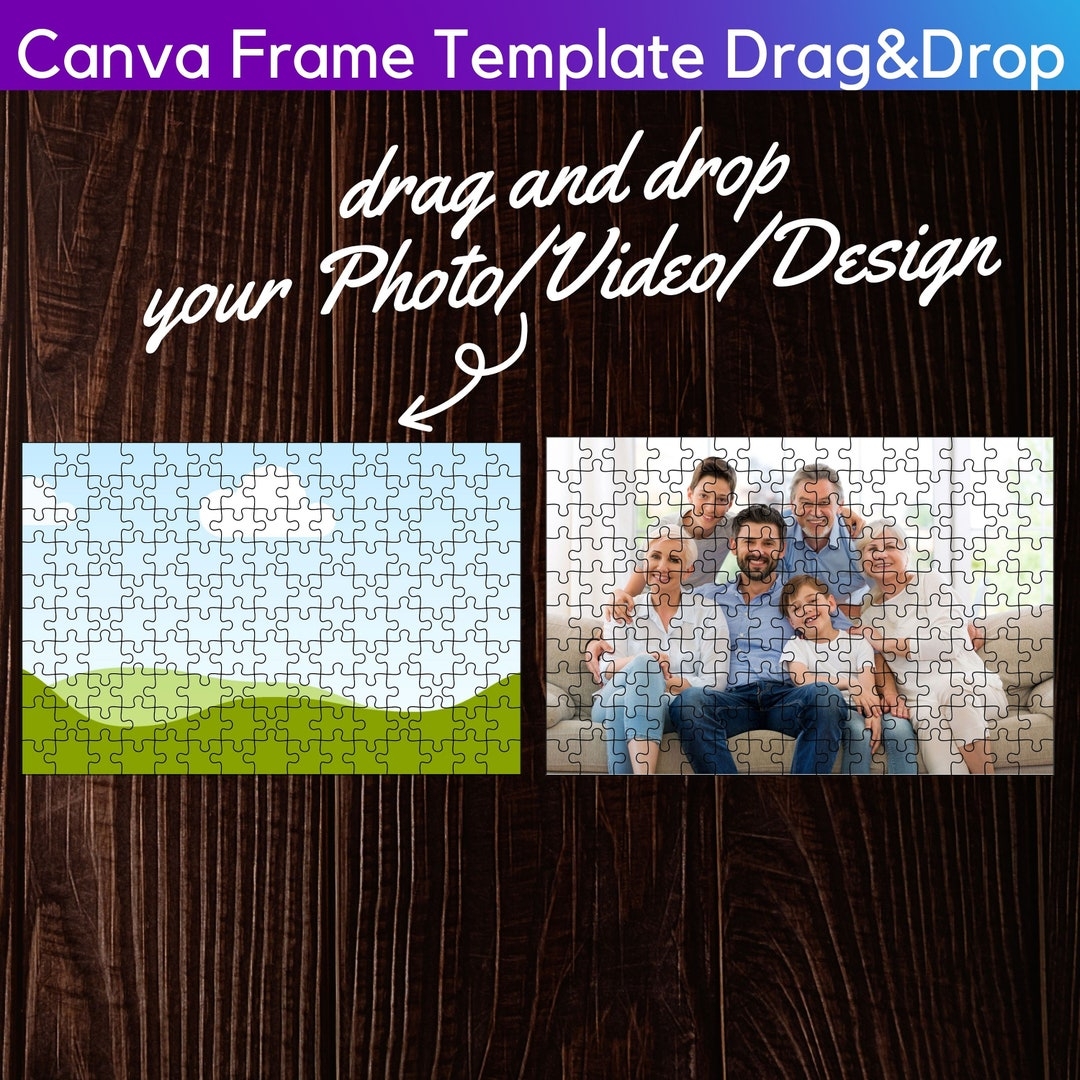 Jigsaw Puzzle Canva Frame Template Mockup 150 Piece Puzzle easy Drag And Drop photo Editable commercial Use smart Mockup display Your Design Etsy