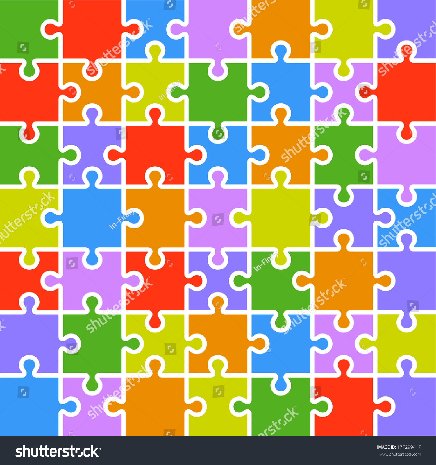 Jigsaw Puzzle Color Parts Template 7x7 Stock Illustration 
