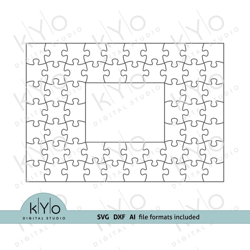 Jigsaw Puzzle Rectangle Photo Frame Template By Kyodigitalstudio