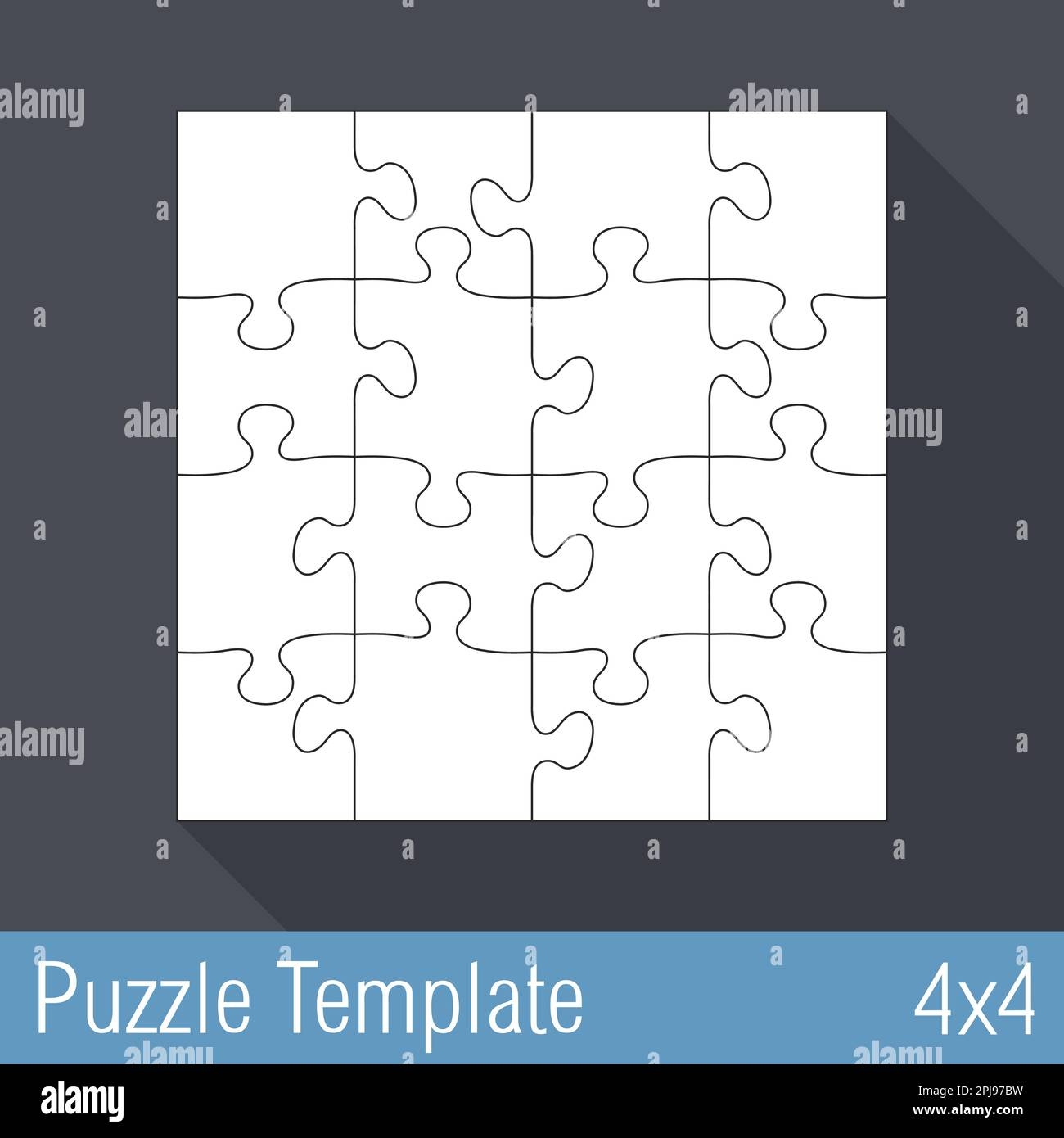 Jigsaw Puzzle Template 16 Pieces 4x4 Vector Eps10 Illustration Stock Vector Image U0026 Art Alamy