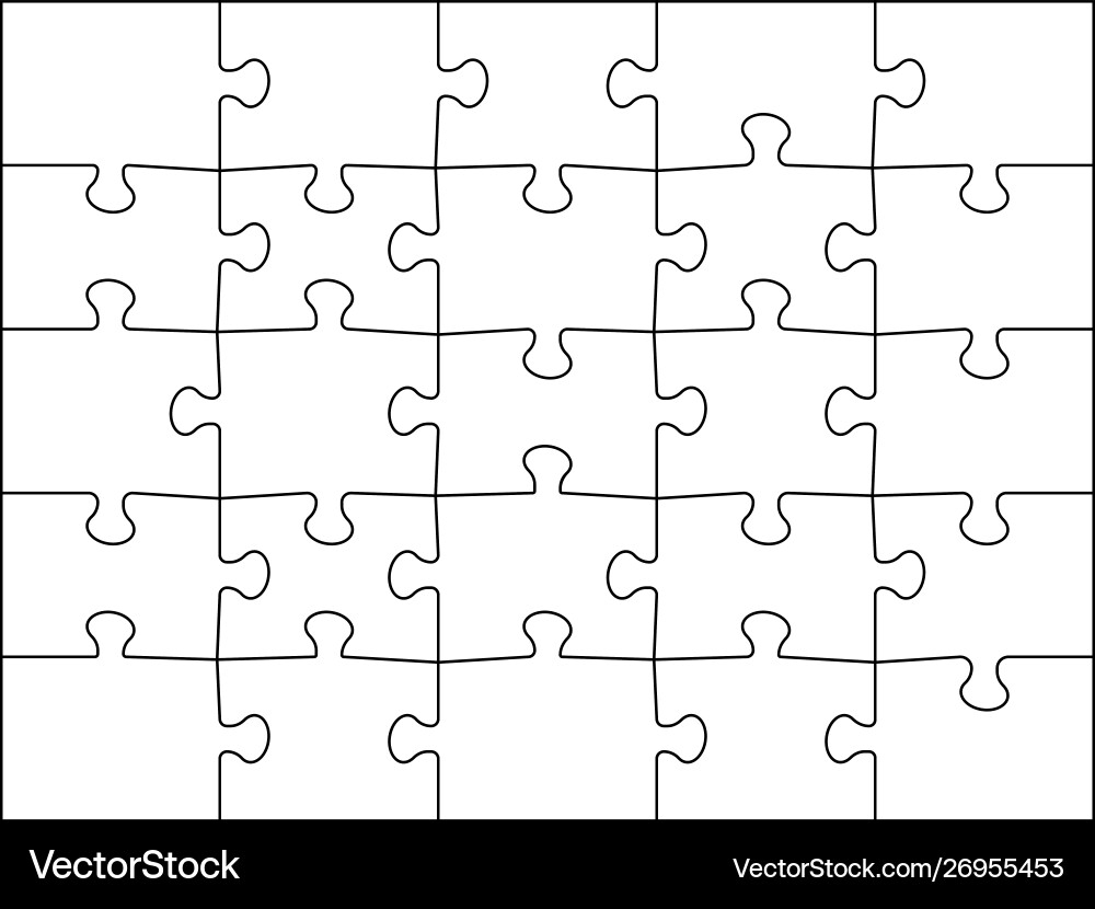 Jigsaw Puzzle Template 5x5 Grid Royalty Free Vector Image