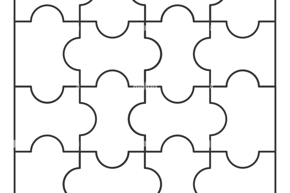 Jigsaw Puzzle Template Of Pieces Icon Logo Eps 10 Stock Vector