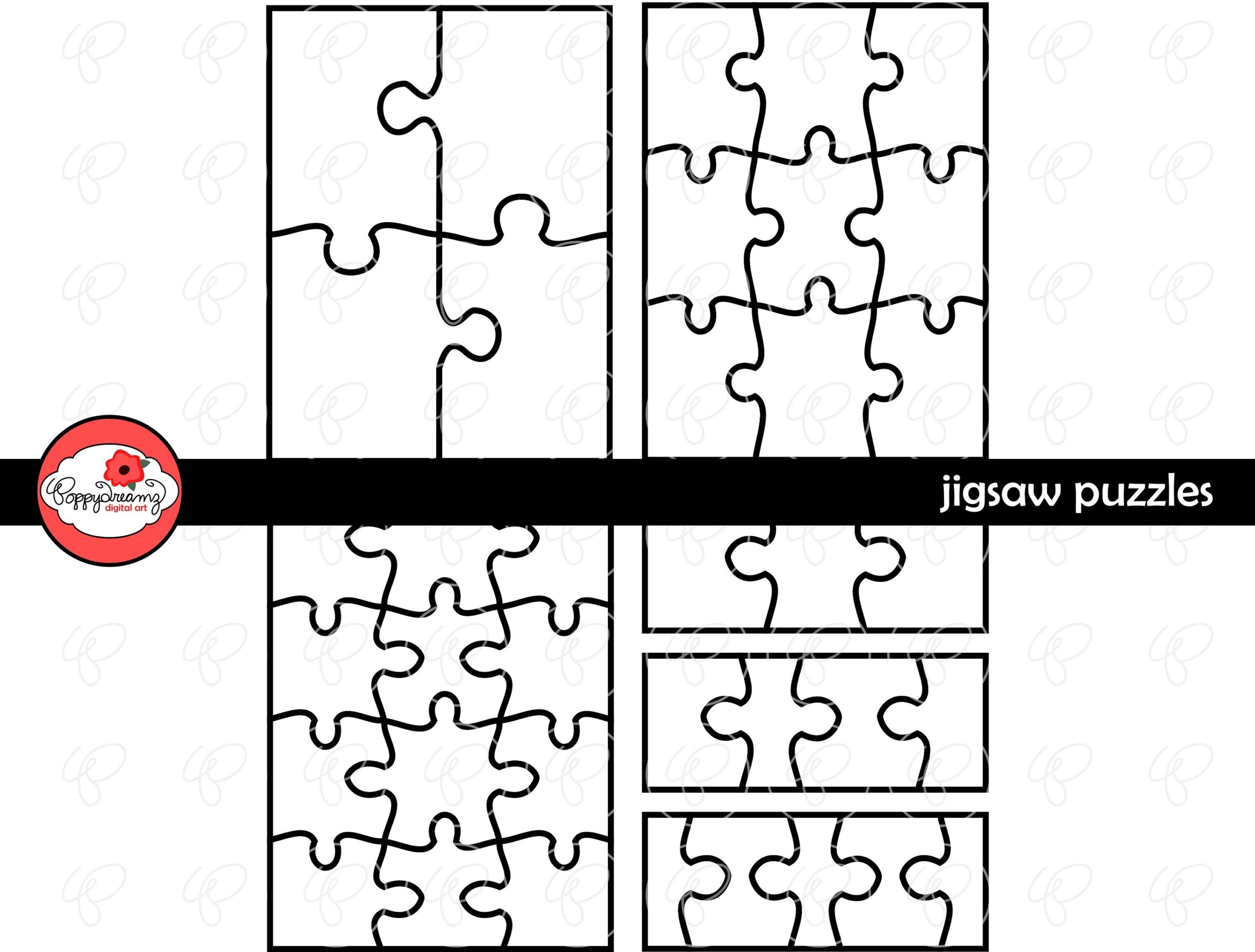 Jigsaw Puzzle Template PDF And Clipart SET 300 Dpi School Teacher Clip Art Puzzle Game Etsy