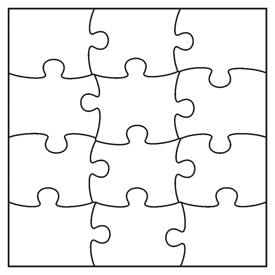 Jigsaw Puzzle Template Pieces Layout Transparent