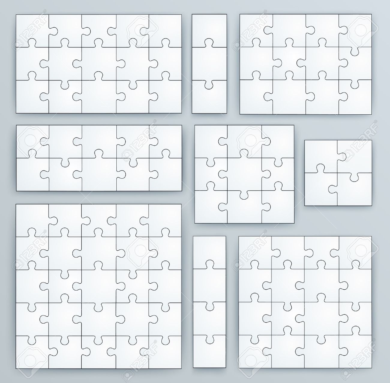 Jigsaw Puzzle Templates Set Of Puzzle 15 3 12 10 9 4 16 25 Pieces Royalty Free SVG Cliparts Vectors And Stock Illustration Image 27875881 