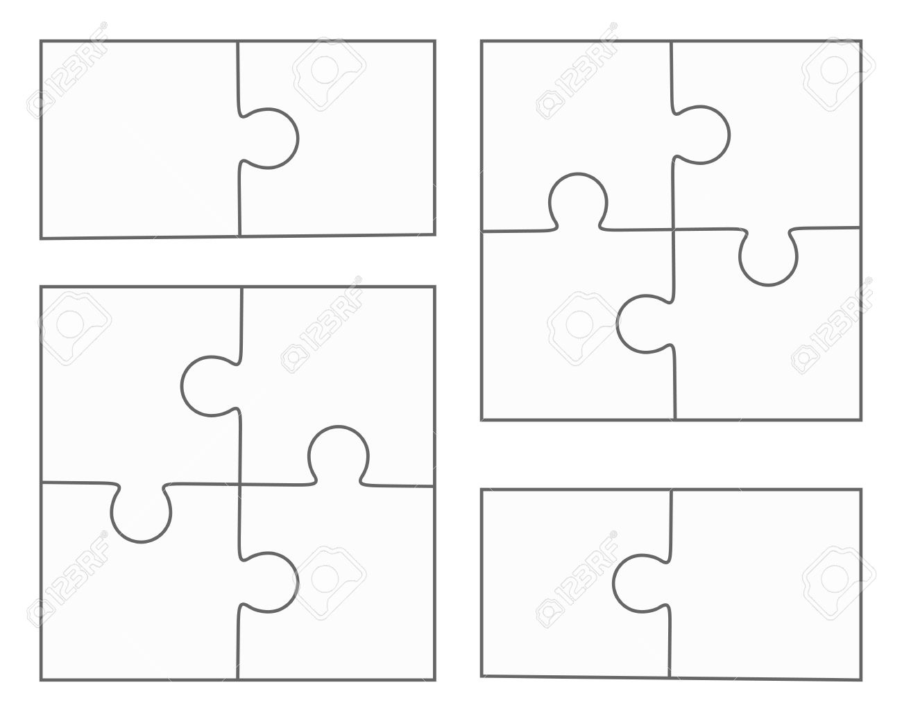 Jigsaw Puzzle Vector Blank Simple Templates Four Pieces Two Elements Royalty Free SVG Cliparts Vectors And Stock Illustration Image 45011485 