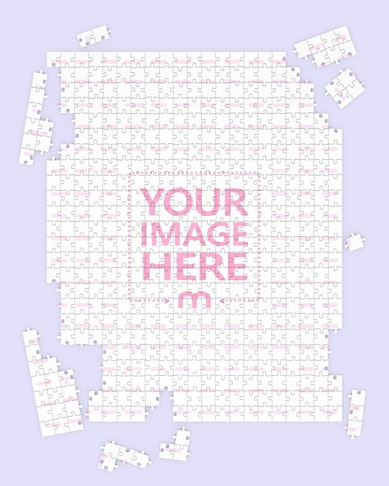 Jigsaw Puzzle With 500 Pieces 16x20in Mockup Template Mediamodifier