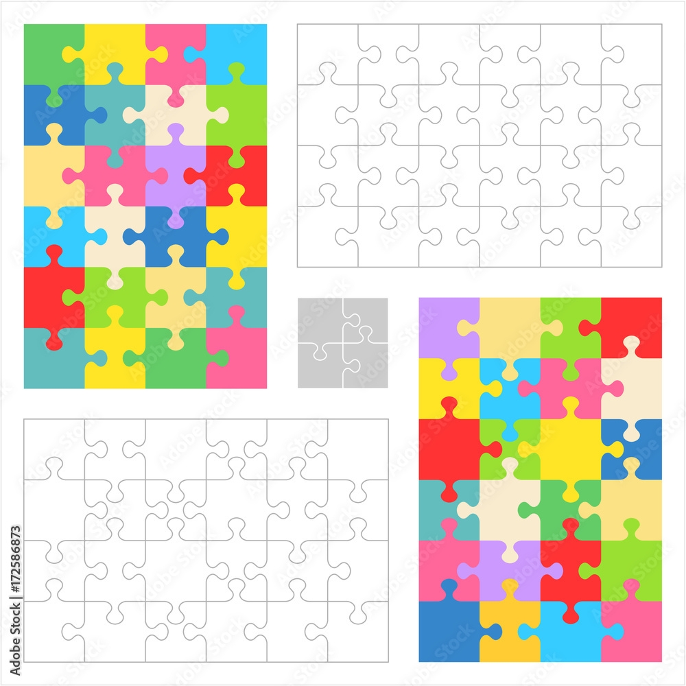 Jigsaw Puzzles 4x6 And 6x4 Blank Templates cutting Guidelines 