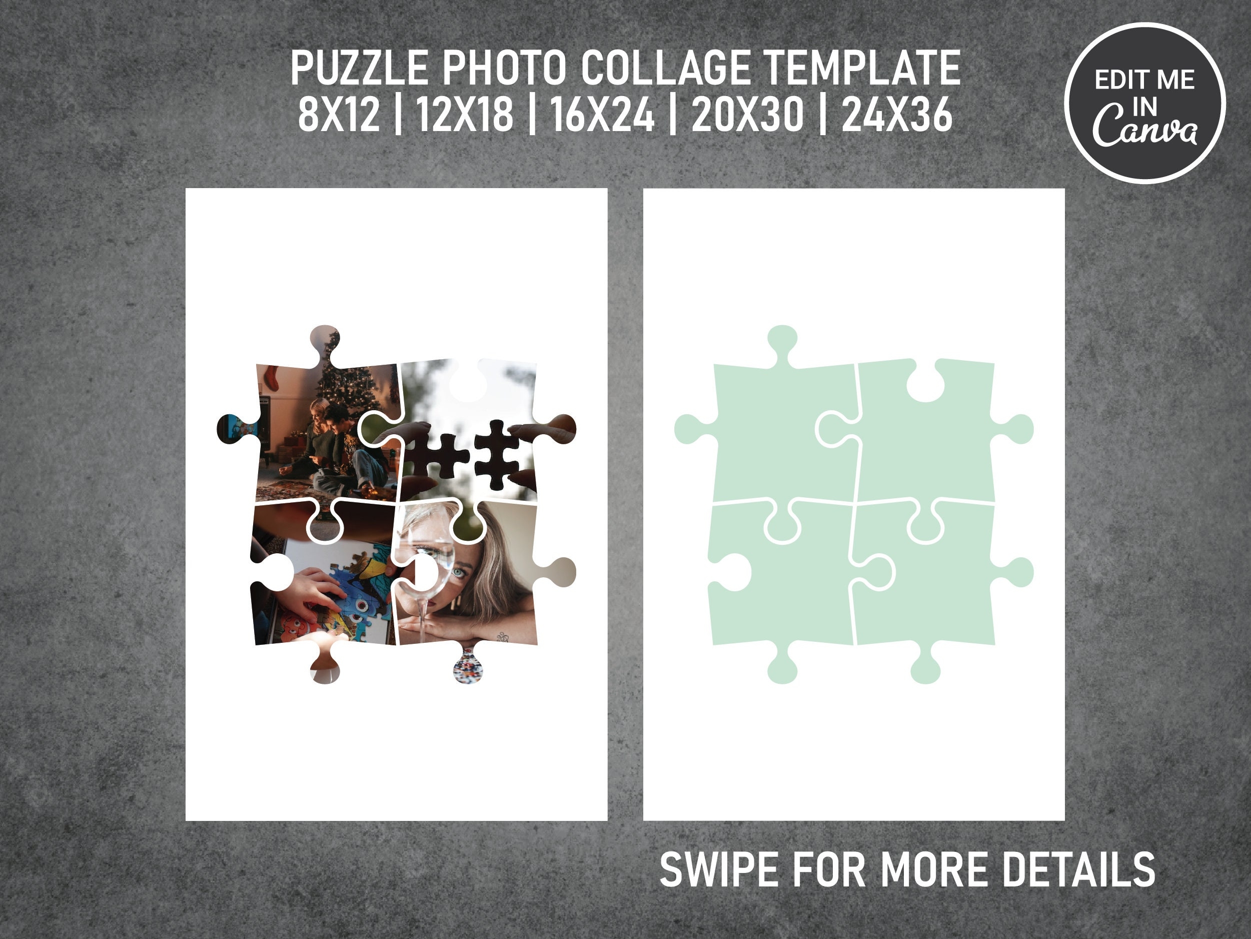 Jigsaw Puzzles Photo Collage Template Canva PDF Memorial Collage 