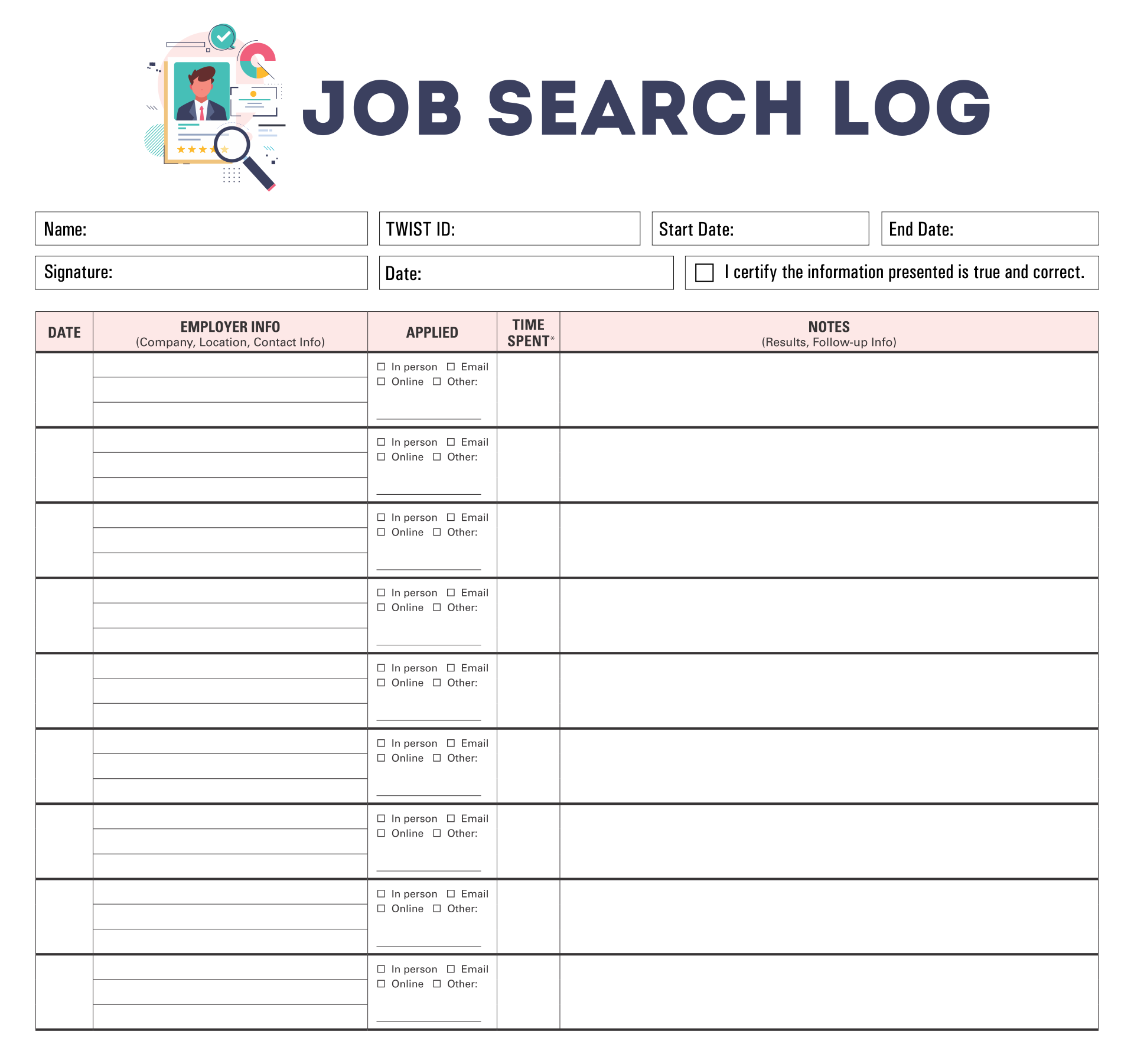 job search plan template