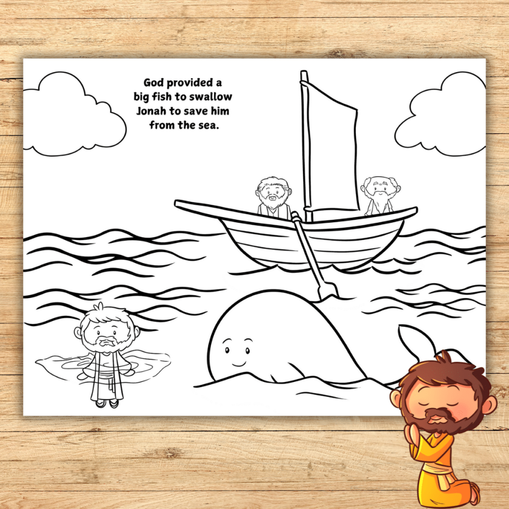 Jonah And The Big Fish Coloring Page Free Printable Simply 