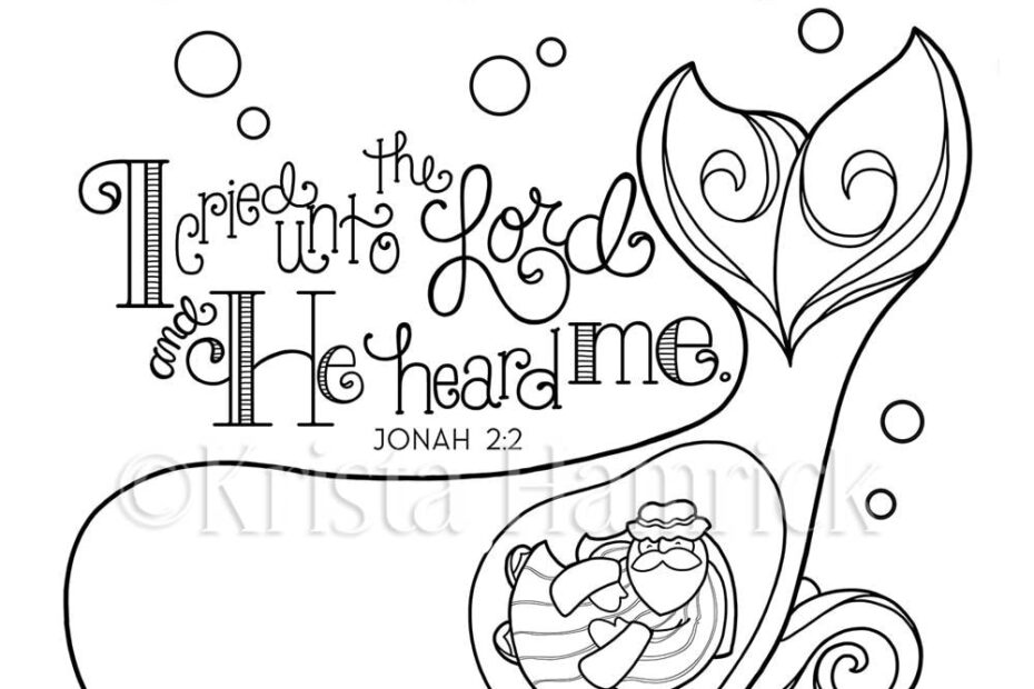 Jonah And The Whale Coloring Page 8 5X11 Bible Journaling Tip in 6X8