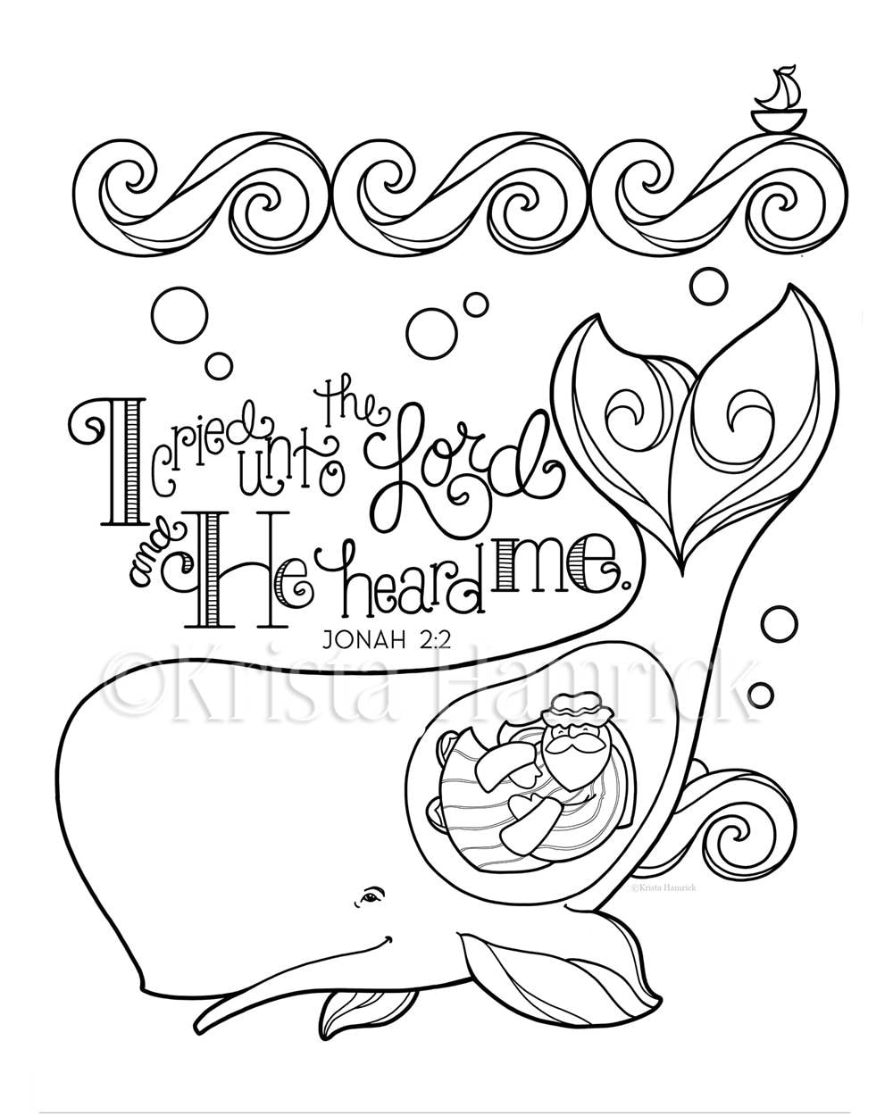 Jonah And The Whale Coloring Page 8 5X11 Bible Journaling Tip in 6X8
