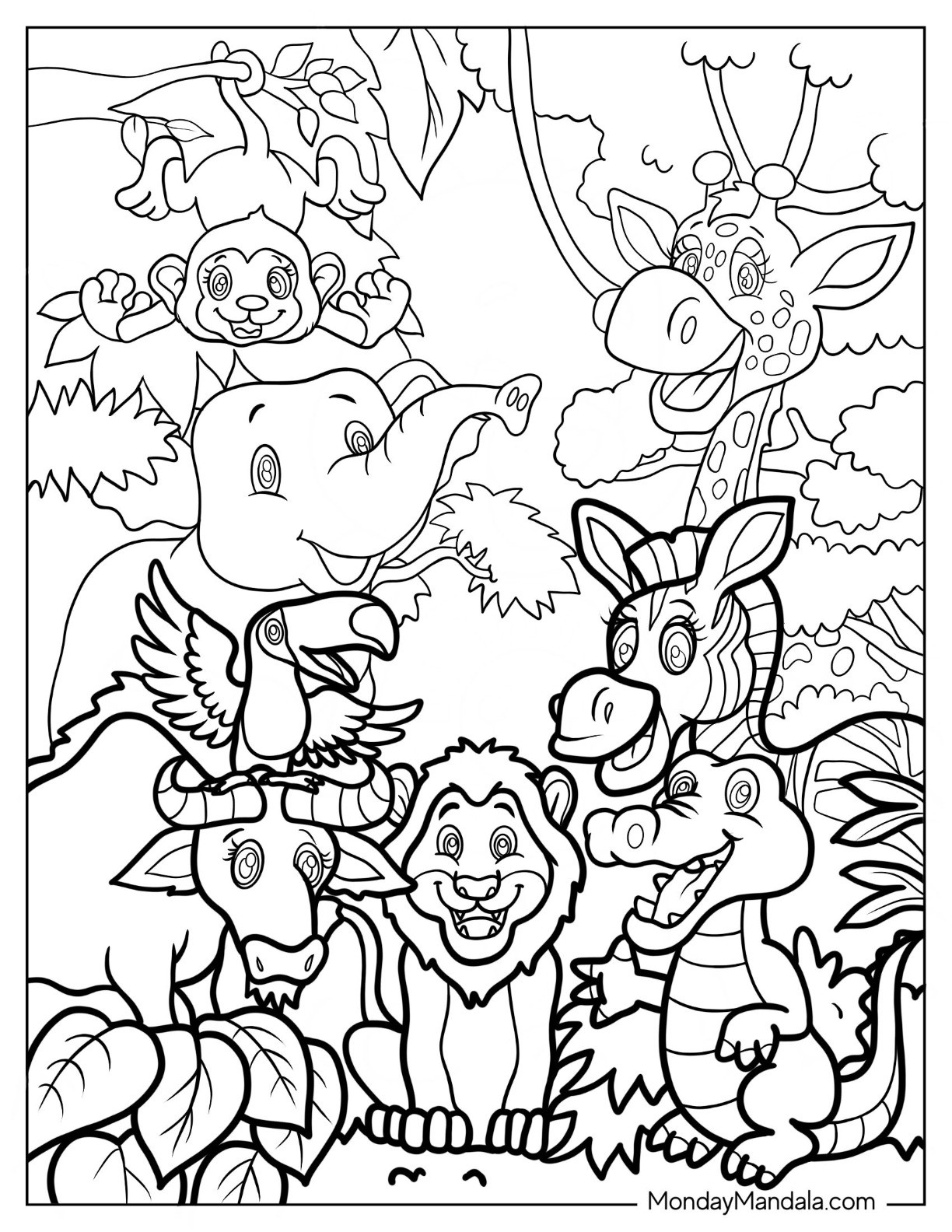 Jungle Animal Coloring By DayDreamColor On DeviantArt Worksheets Library