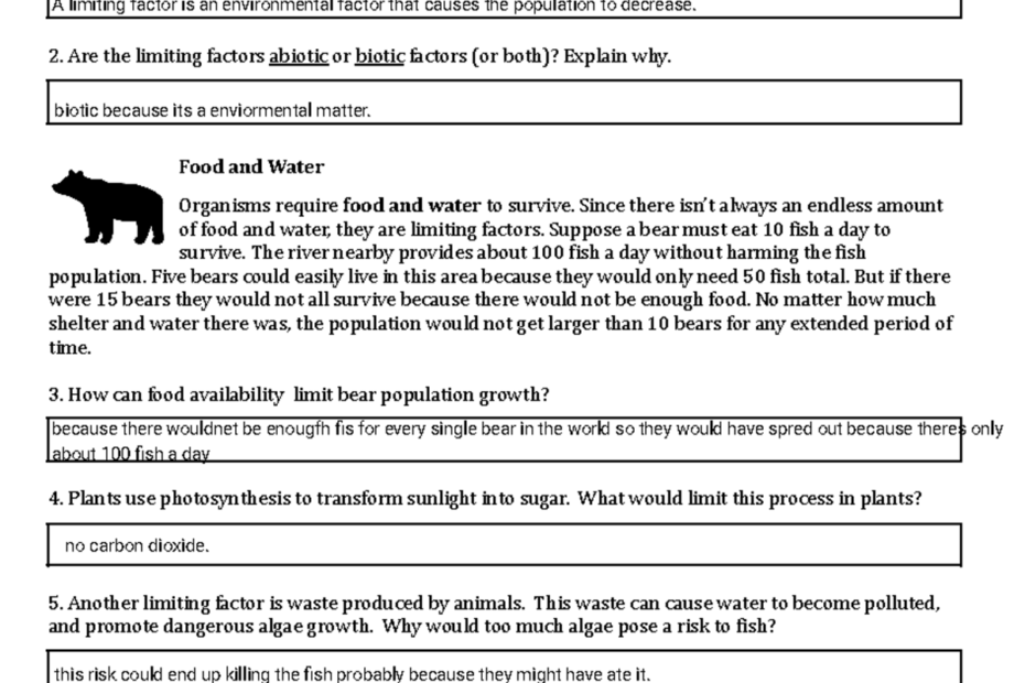 Kami Export Jennishia Green Limiting Factors U0026 Carrying Capacity Analysis Studocu