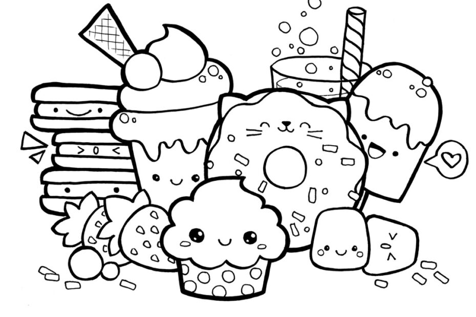 Kawaii Sweets Doodle FREE Coloring Page Printalbe PDF