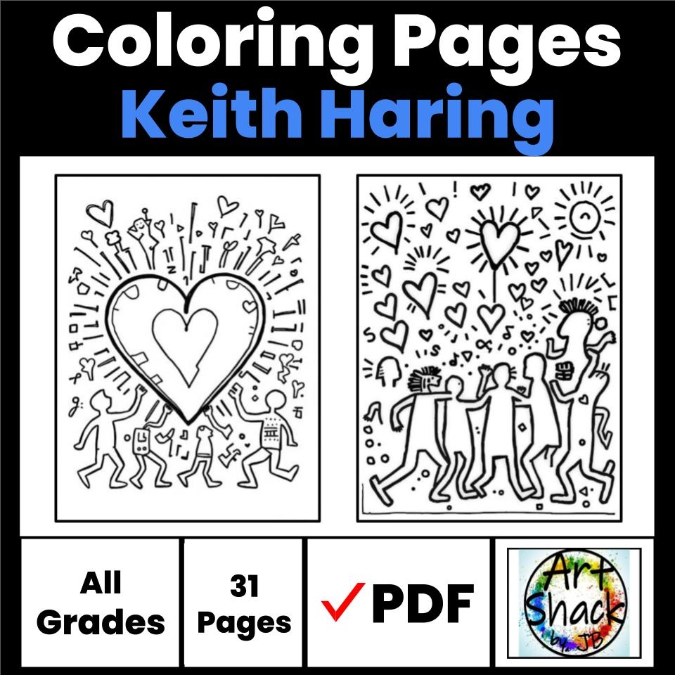Keith Haring Coloring Pages 31 Pages Classful