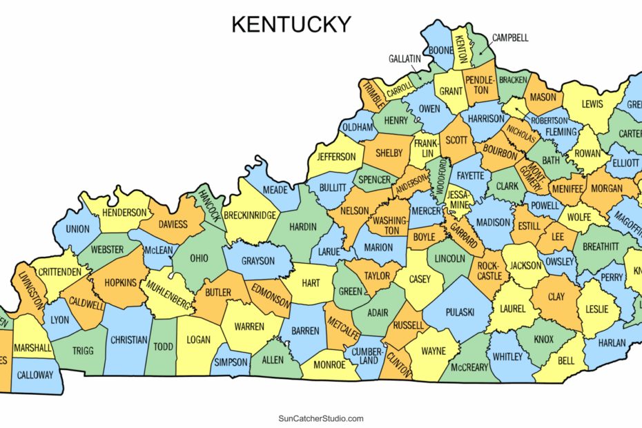 Kentucky County Map Printable State Map With County Lines Free