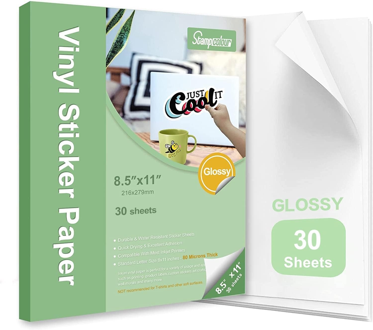 Kertas Sticker Vinyl Printable Premium Perekat Diri Putih Mengkilap Kertas Decal Tahan Air Mengering Dengan Cepat Warna Warna Cerah Tahan Air Mata