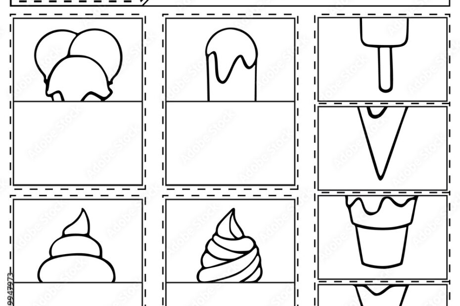 Kids Coloring And Puzzle Game With Ice Cream Desserts Sweets