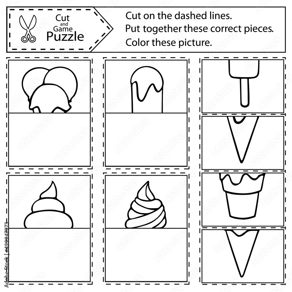 Kids Coloring And Puzzle Game With Ice Cream Desserts Sweets 