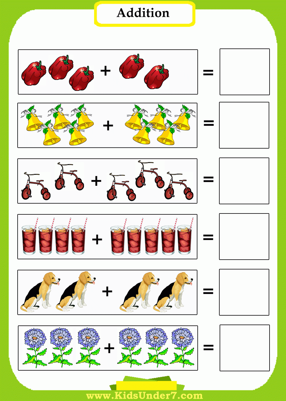 basic addition worksheets