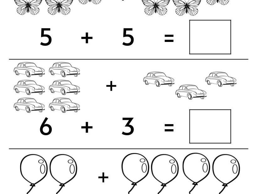 Kindergarten Addition Worksheets Picture Addition To 10