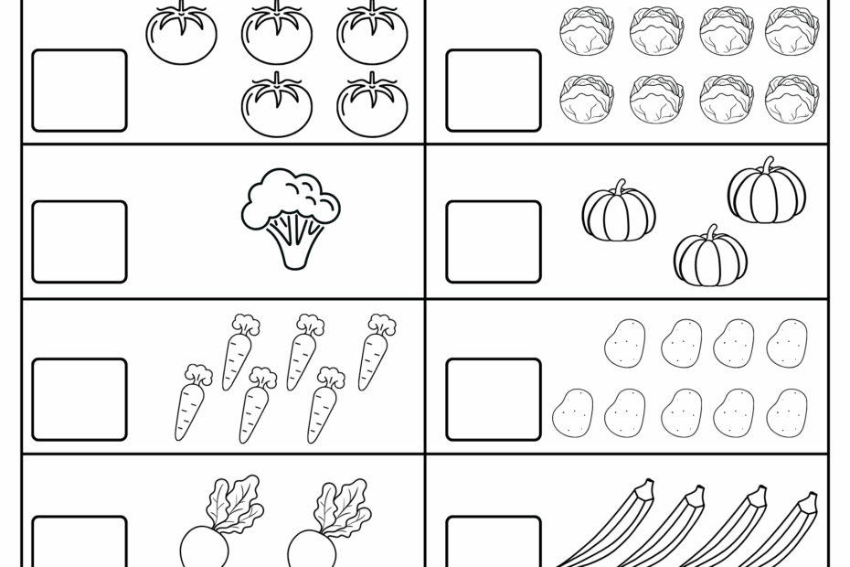 Kindergarten Math Counting Objects Worksheets 1 10 Black And White