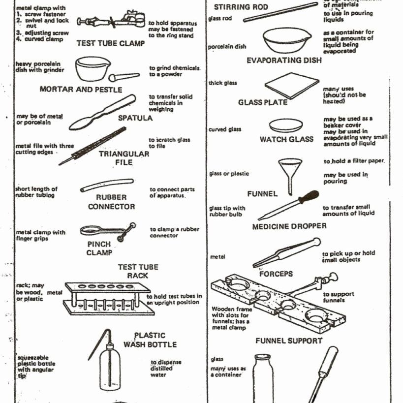 lab materials worksheet