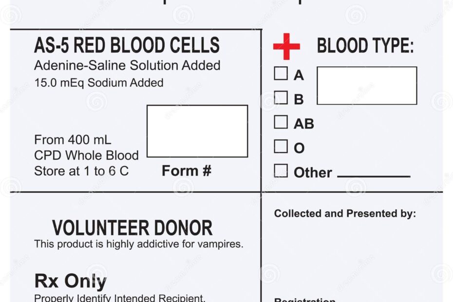 Label For A Container With Blood Stock Vector Illustration Of Charity Storage 90469797