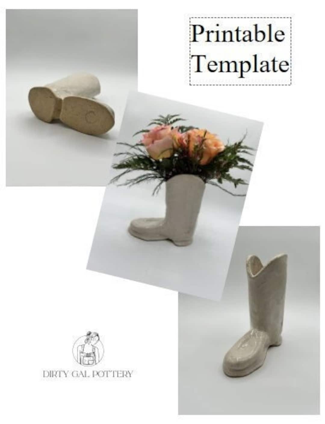 LARGE Cowboy Boot Template Ceramics Tools Slab Building Easy Clay DIY Pottery Templates For Slab Building Tutorial Etsy